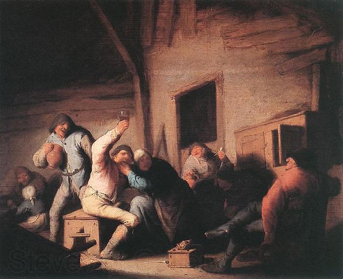 Adriaen van ostade Carousing peasants in a tavern.